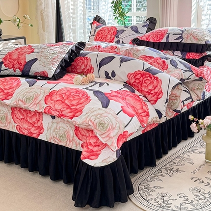 91家纺网 家纺一手货源 找家纺 （总）金盛皇朝家纺 2025新款法式赫本风大花卉床盖四件套