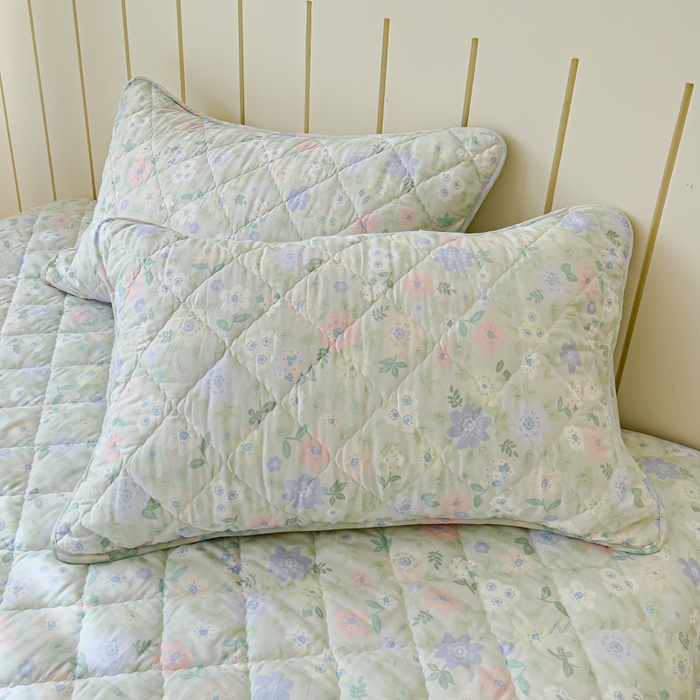 91家纺网 家纺一手货源 找家纺 U品汇 2025新品A类全棉夹棉床盖纯棉100%棉绗缝三件套炕垫褥子13372 G向云端-绿