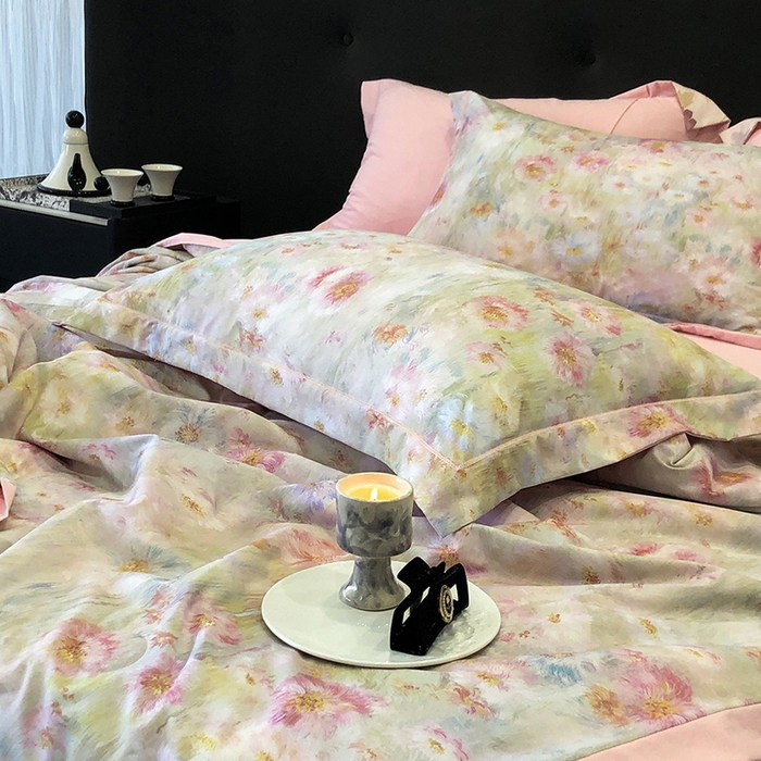 91家纺网 家纺一手货源 找家纺 立奥被业 2025新款雪纺纱夏被超柔数码印花夏被雪纺夏凉被 安娜-水粉