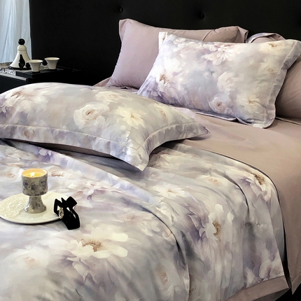立奥被业 2025新款雪纺纱夏被超柔数码印花夏被雪纺夏凉被 慕妆-灰紫