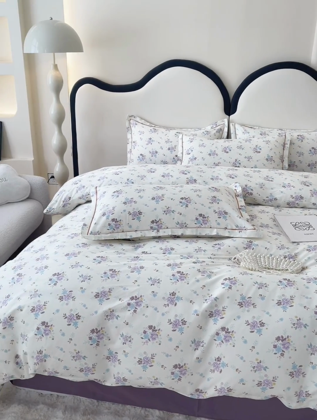 91家纺网 家纺一手货源 找家纺 棉乐町家居 2025新款全棉小清新人字纹四件套 紫风铃