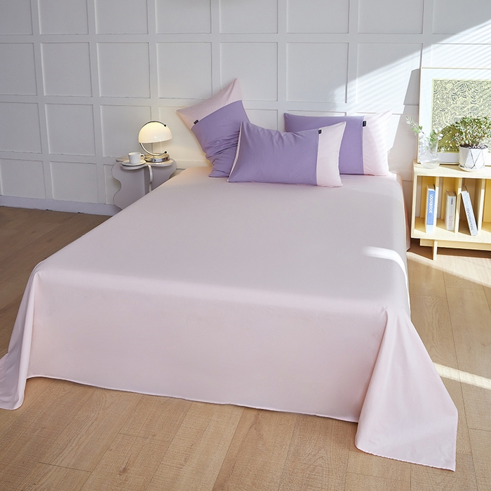 91家纺网 家纺一手货源 找家纺 慕希2025新款13372全棉拼色正拼四件套系列-简尚 简尚-香芋紫