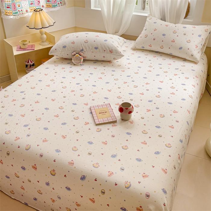 91家纺网 家纺一手货源 找家纺 名兮-2025新款全棉双层纱床单 双层纱-蛋糕派对