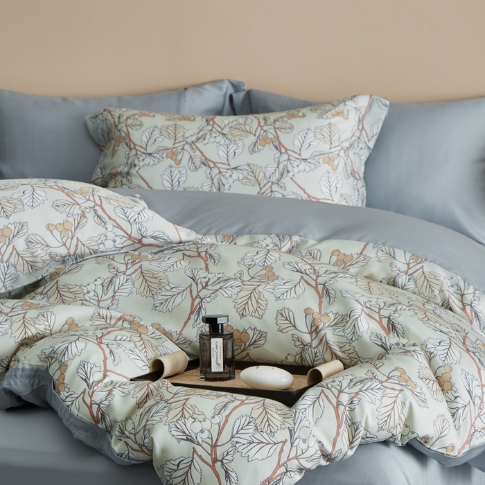 91家纺网 家纺一手货源 找家纺 顾家家居 2025新款莱塞尔兰精天丝印花四件套 蔓艺