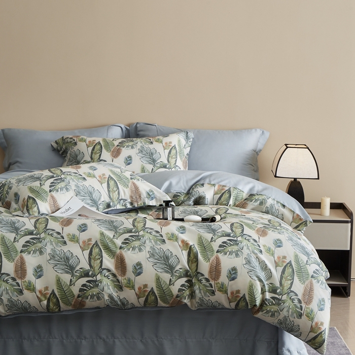 91家纺网 家纺一手货源 找家纺 顾家家居 2026新款莱塞尔兰精天丝印花四件套 曼茂