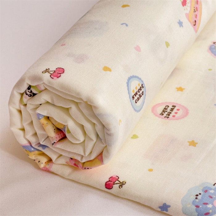 91家纺网 家纺一手货源 找家纺 名兮-2025新款全棉双层纱床单 双层纱-蛋糕派对