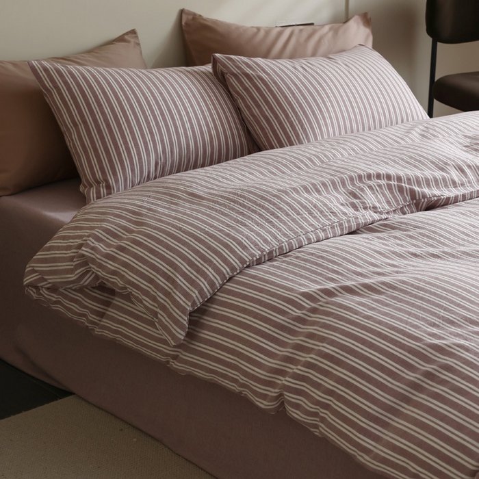 91家纺网 家纺一手货源 找家纺 （总）良品汇馆 日式无印水洗棉四件套良品条纹纯棉床品套件条子全棉宽窄条件套