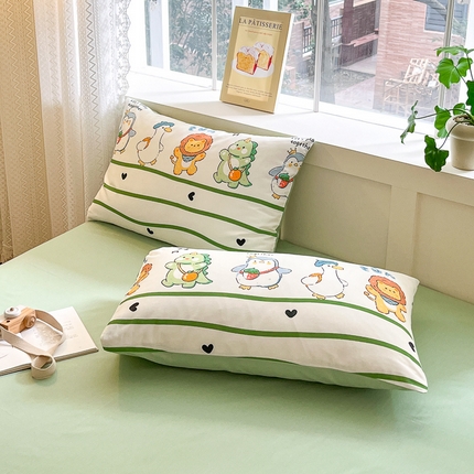 91家纺网 家纺一手货源 找家纺 （总）清雅福2025新款喷气全棉印花13372小清新四件套及单品-单枕套