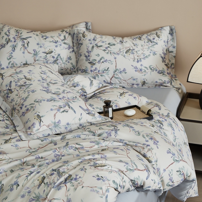 91家纺网 家纺一手货源 找家纺 顾家家居 2025新款莱塞尔兰精天丝印花四件套 渝蓉