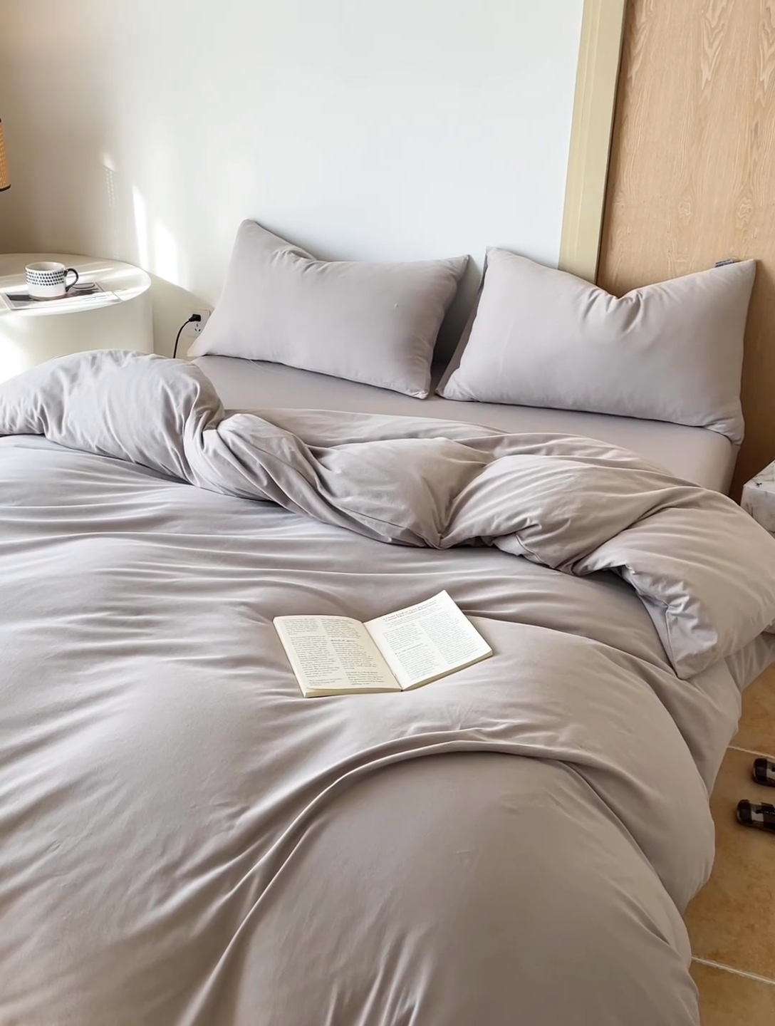 91家纺网 家纺一手货源 找家纺 梦可莱家居 2025春夏新品全棉针织棉纯色系列 米灰