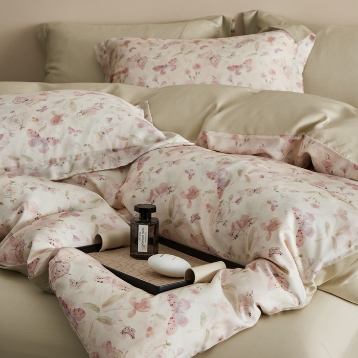 91家纺网 家纺一手货源 找家纺 顾家家居 2025新款莱塞尔兰精天丝印花四件套 玛卡