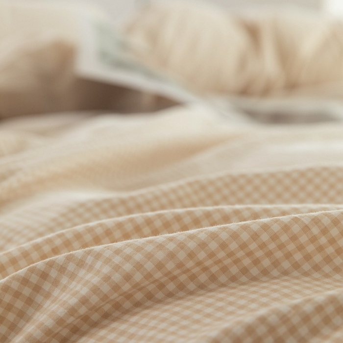 91家纺网 家纺一手货源 找家纺 （总）良品汇馆 日式无印纯棉水洗棉四件套良品细格纹套件简约床上用品格子全棉