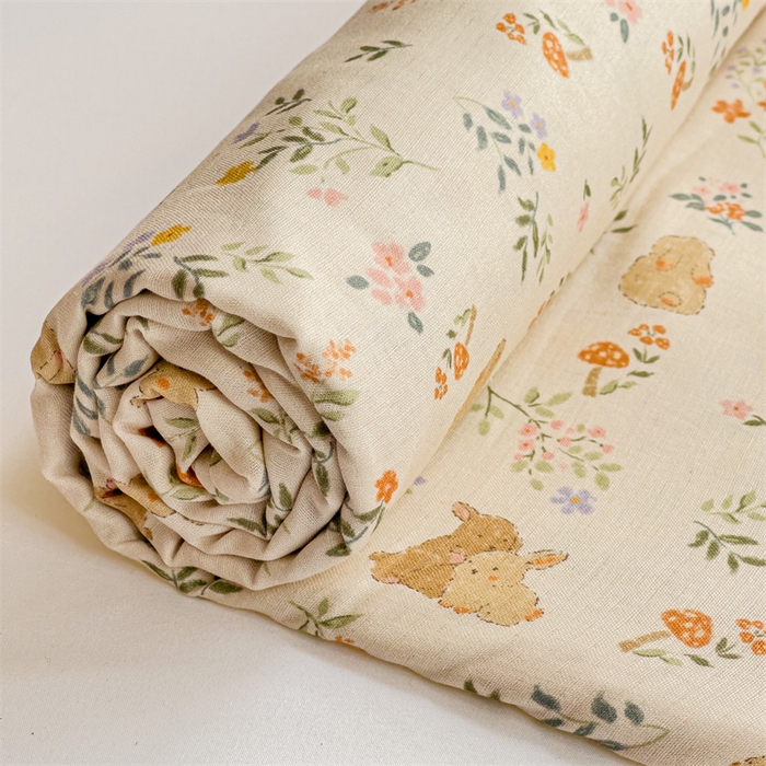 91家纺网 家纺一手货源 找家纺 名兮-2025新款全棉双层纱床单 双层纱-乖乖兔