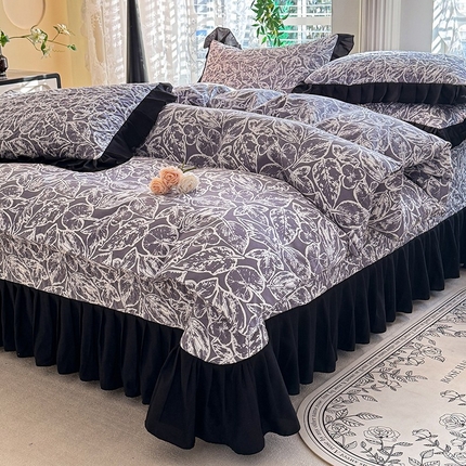 91家纺网 家纺一手货源 找家纺 （总）金盛皇朝家纺 2025新款法式赫本风大花卉床盖四件套