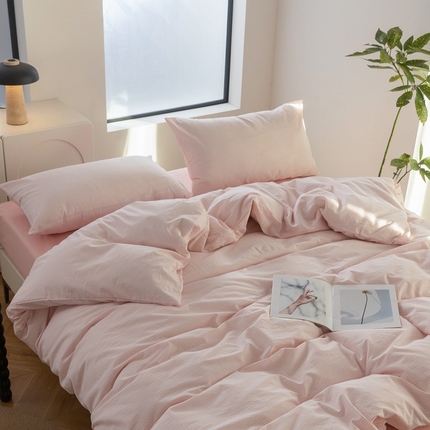 91家纺网 家纺一手货源 找家纺 （总）良品汇馆 日式无印纯棉水洗棉四件套良品细格纹套件简约床上用品格子全棉