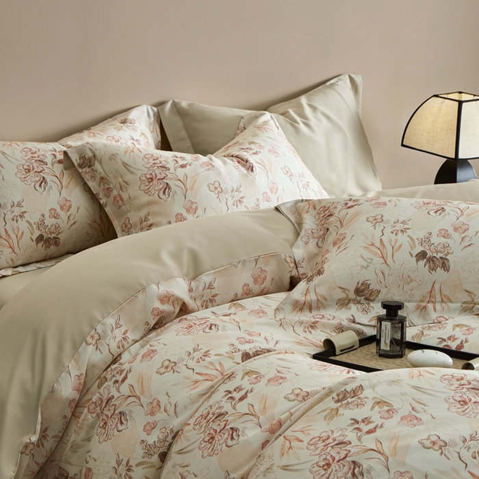 91家纺网 家纺一手货源 找家纺 顾家家居 2025新款莱塞尔兰精天丝印花四件套 蒙田