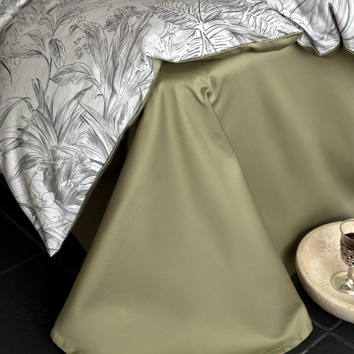 91家纺网 家纺一手货源 找家纺 鹿班家居 2025年春夏款100S长绒棉数码印花系列四件套—挪威森林 挪威森林-浅绿