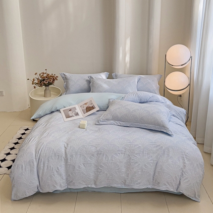 卡普二店 2025新款A类轻奢双层纱提花四件套摇钱树系列 摇钱树（浅蓝）