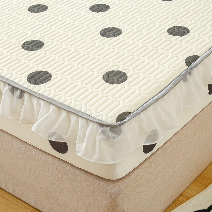 91家纺网 家纺一手货源 找家纺 伊人坊 2025新款A类凉感丝乳胶床笠凉席三件套-花边款 花边-黑色波点