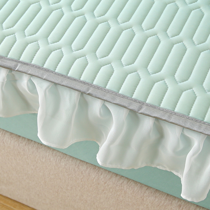 91家纺网 家纺一手货源 找家纺 伊人坊 2025新款A类凉感丝乳胶床笠凉席三件套-花边款 花边-薄荷绿