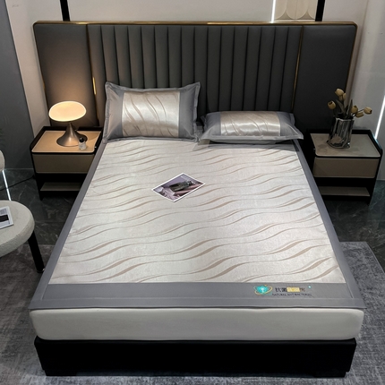 91家纺网 家纺一手货源 找家纺 航途席业 2025新款提花冰丝席床席 柔美-咖