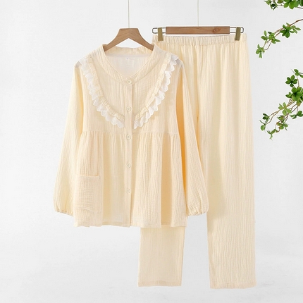 91家纺网 家纺一手货源 找家纺 （总）洛兰沙家居馆【只代发】【只代发】 简约印花睡衣女春夏季宽松休闲家居服