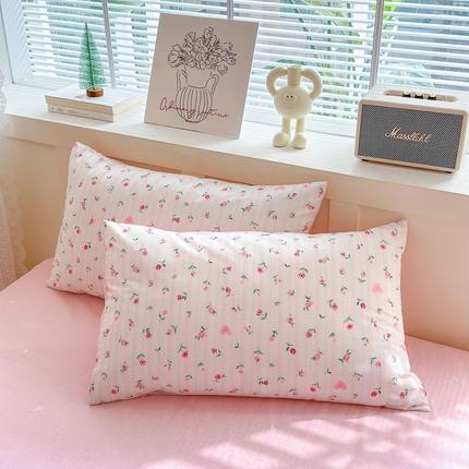 91家纺网 家纺一手货源 找家纺 （总）清雅福2025新款喷气全棉印花13372小清新四件套及单品-单枕套