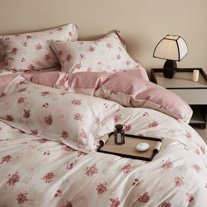 91家纺网 家纺一手货源 找家纺 顾家家居 2025新款莱塞尔兰精天丝印花四件套 尤里