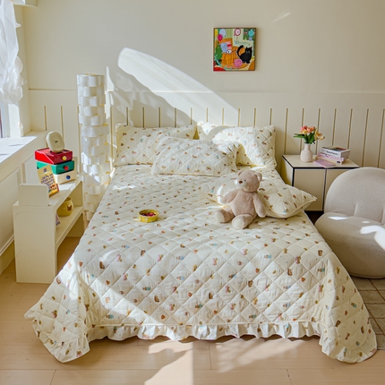 91家纺网 家纺一手货源 找家纺 （总）U品汇 2025新品A类全棉夹棉床盖纯棉100%棉绗缝三件套炕垫褥子13372