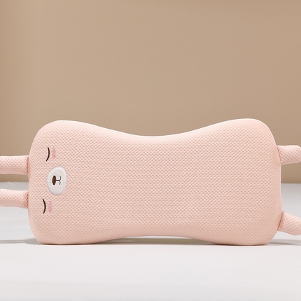 小猫派2025新款凉感豆童趣护颈枕头枕芯-八字 长条熊粉