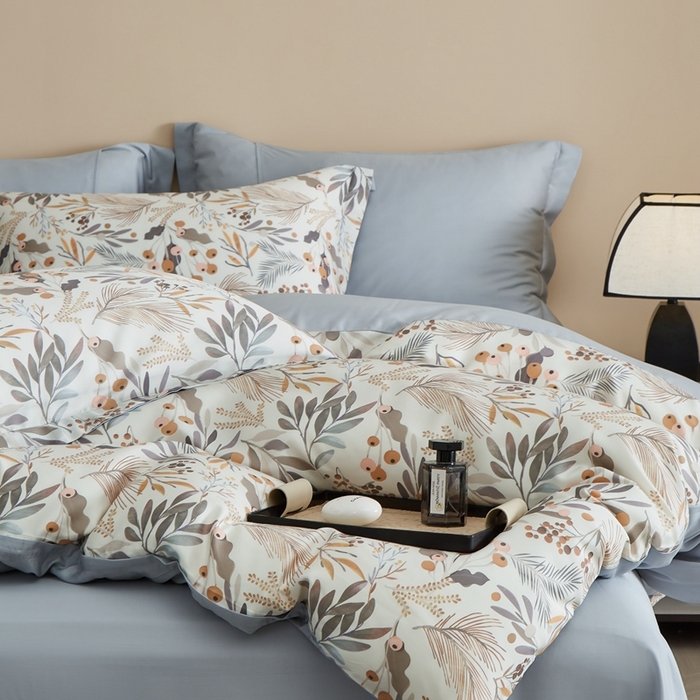 91家纺网 家纺一手货源 找家纺 顾家家居 2026新款莱塞尔兰精天丝印花四件套 露华浓