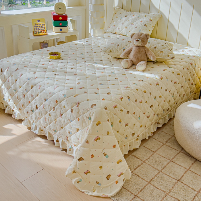 91家纺网 家纺一手货源 找家纺 U品汇 2025新品A类全棉夹棉床盖纯棉100%棉绗缝三件套炕垫褥子13372 G狗狗乐园