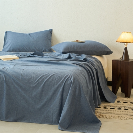 91家纺网 家纺一手货源 找家纺 （总）兰紫橙家纺 2025新款A类纯色色织全棉水洗棉床单