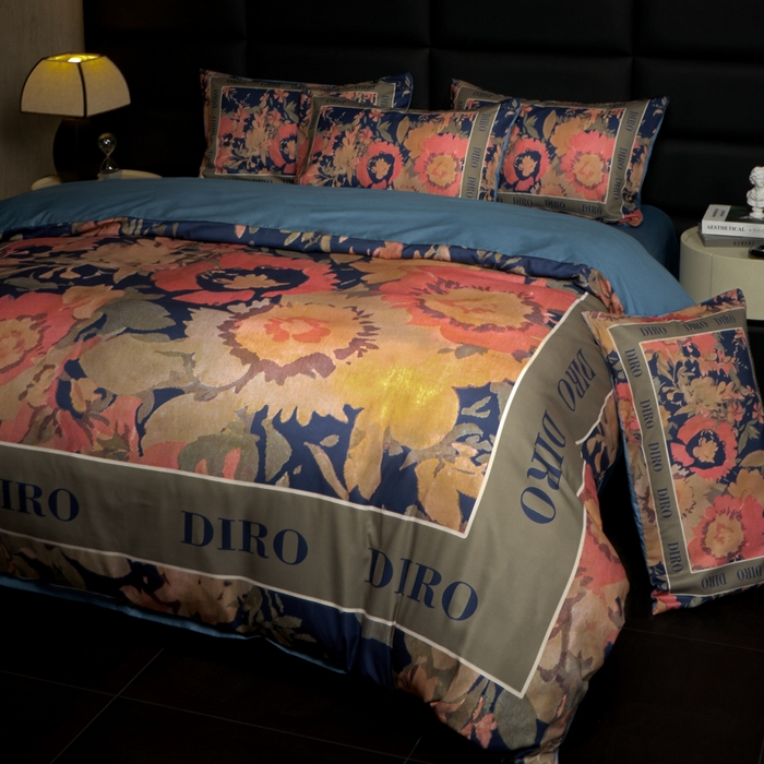 91家纺网 家纺一手货源 找家纺 花沐 2025新款轻奢潮牌亲肤棉纯棉四件套 花迪