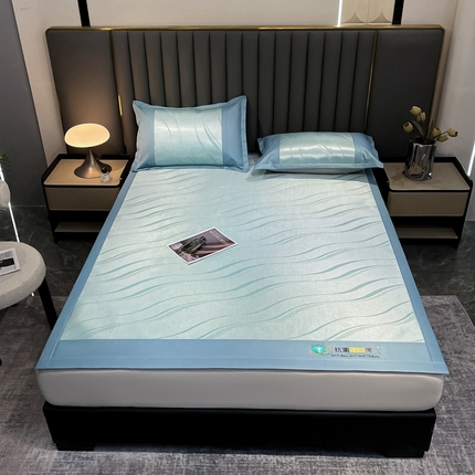 航途席业 2025新款提花冰丝席床席 柔美-蓝