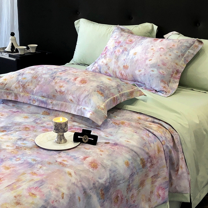 91家纺网 家纺一手货源 找家纺 立奥被业 2025新款雪纺纱夏被超柔数码印花夏被雪纺夏凉被 安娜-浅绿