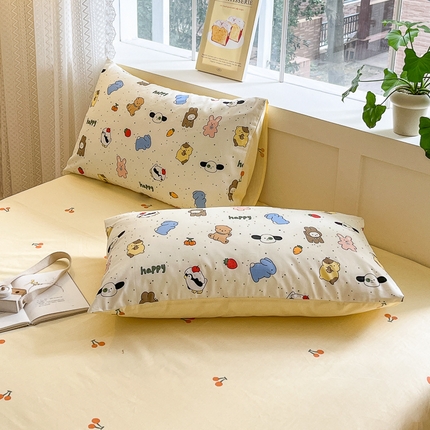 91家纺网 家纺一手货源 找家纺 （总）清雅福2025新款喷气全棉印花13372小清新四件套及单品-单枕套