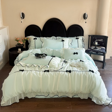 米可 2025新款法式云朵棉蕾丝花边工艺款四件套-伊莉莎 伊莉莎-绿