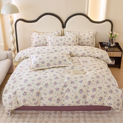 91家纺网 家纺一手货源 找家纺 （总）首爱家纺 2025新款全棉四件套小清新人字纹四件套纯棉四件套