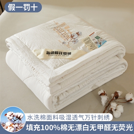 91家纺网 家纺一手货源 找家纺 （总） 2025新款A类100%新疆棉花夏凉被纯棉全棉填充毛巾绣绣花纯色双拼原棉空调被夏被