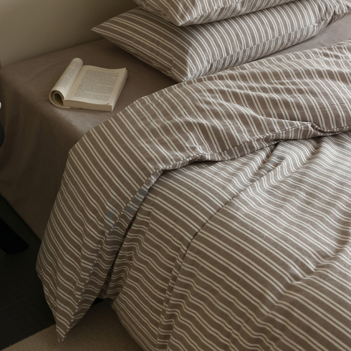 91家纺网 家纺一手货源 找家纺 （总）良品汇馆 日式无印水洗棉四件套良品条纹纯棉床品套件条子全棉宽窄条件套