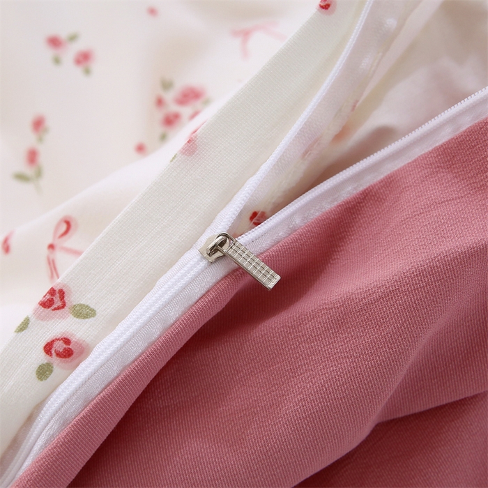 91家纺网 家纺一手货源 找家纺 织写 2025新款A类双层纱针织棉四件套床单四件套床单四件套小清新四件套 红色樱桃