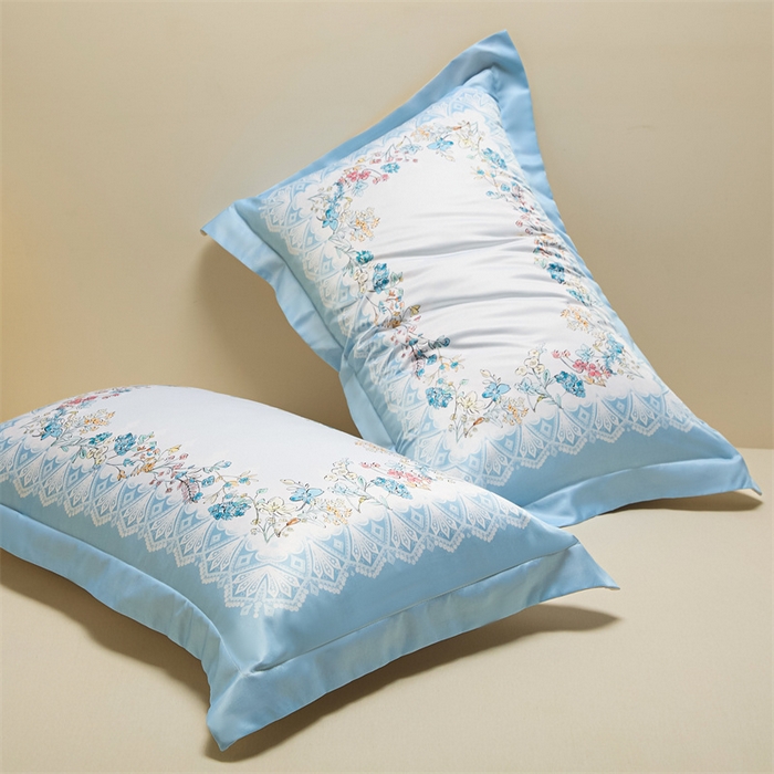 91家纺网 家纺一手货源 找家纺 笙意家纺 2025新款水洗真丝数码印花卡通枕套 花园梦境