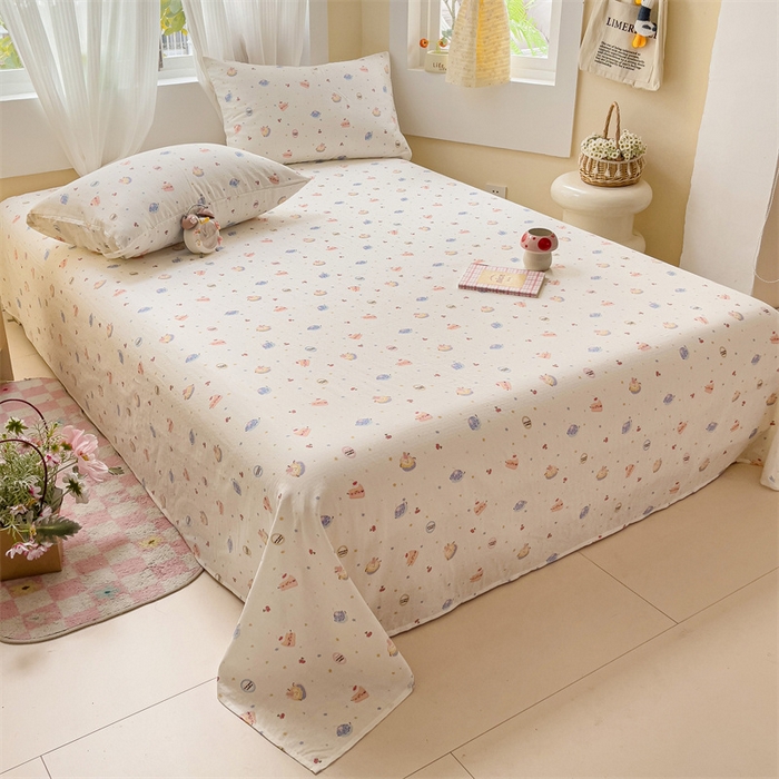 91家纺网 家纺一手货源 找家纺 名兮-2025新款全棉双层纱床单 双层纱-蛋糕派对