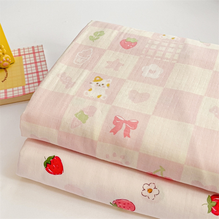 91家纺网 家纺一手货源 找家纺 名兮-2025新款全棉双层纱床单 双层纱-格子喵