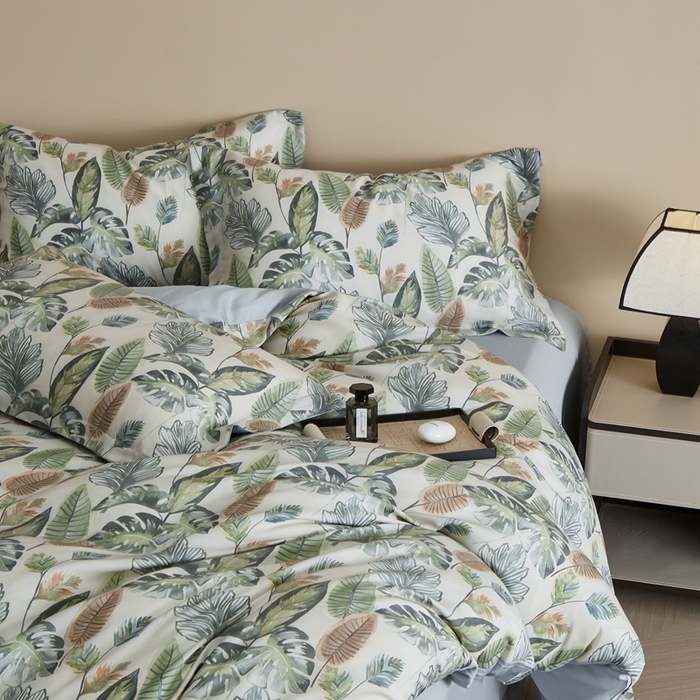 91家纺网 家纺一手货源 找家纺 顾家家居 2026新款莱塞尔兰精天丝印花四件套 曼茂