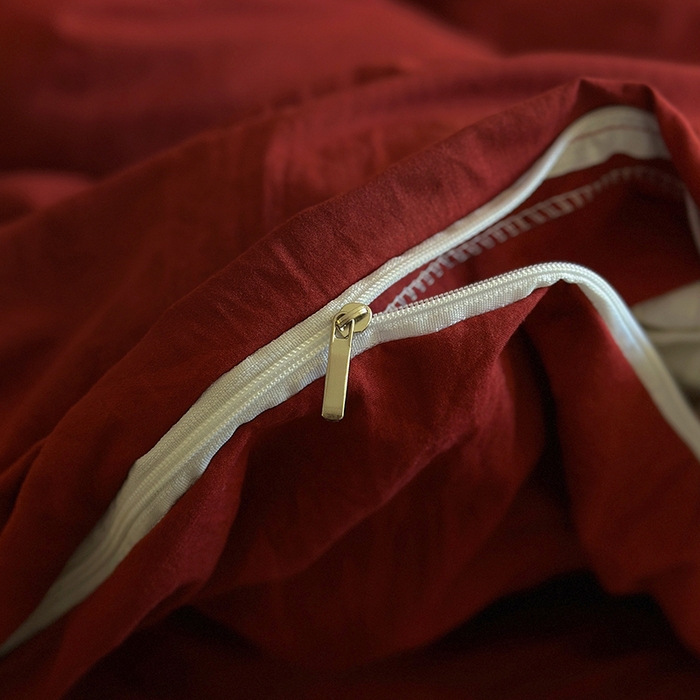 91家纺网 家纺一手货源 找家纺 阿曼达 2025新款纯色水洗m学生床单人四件套 纯色-安可拉红