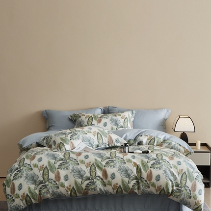 顾家家居 2026新款莱塞尔兰精天丝印花四件套 曼茂