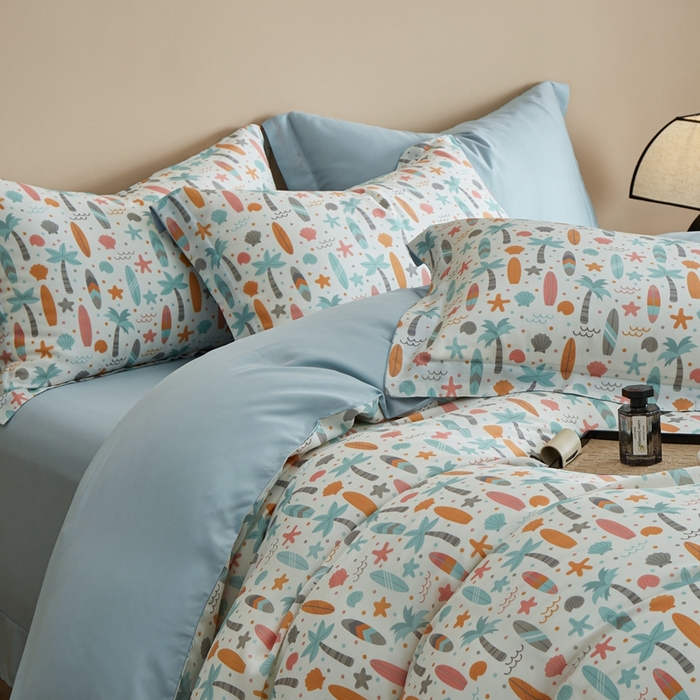 91家纺网 家纺一手货源 找家纺 顾家家居 2025新款莱塞尔兰精天丝印花四件套 慕夏