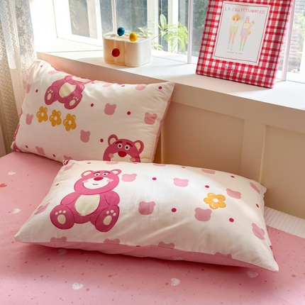 91家纺网 家纺一手货源 找家纺 （总）清雅福2025新款喷气全棉印花13372小清新四件套及单品-单枕套